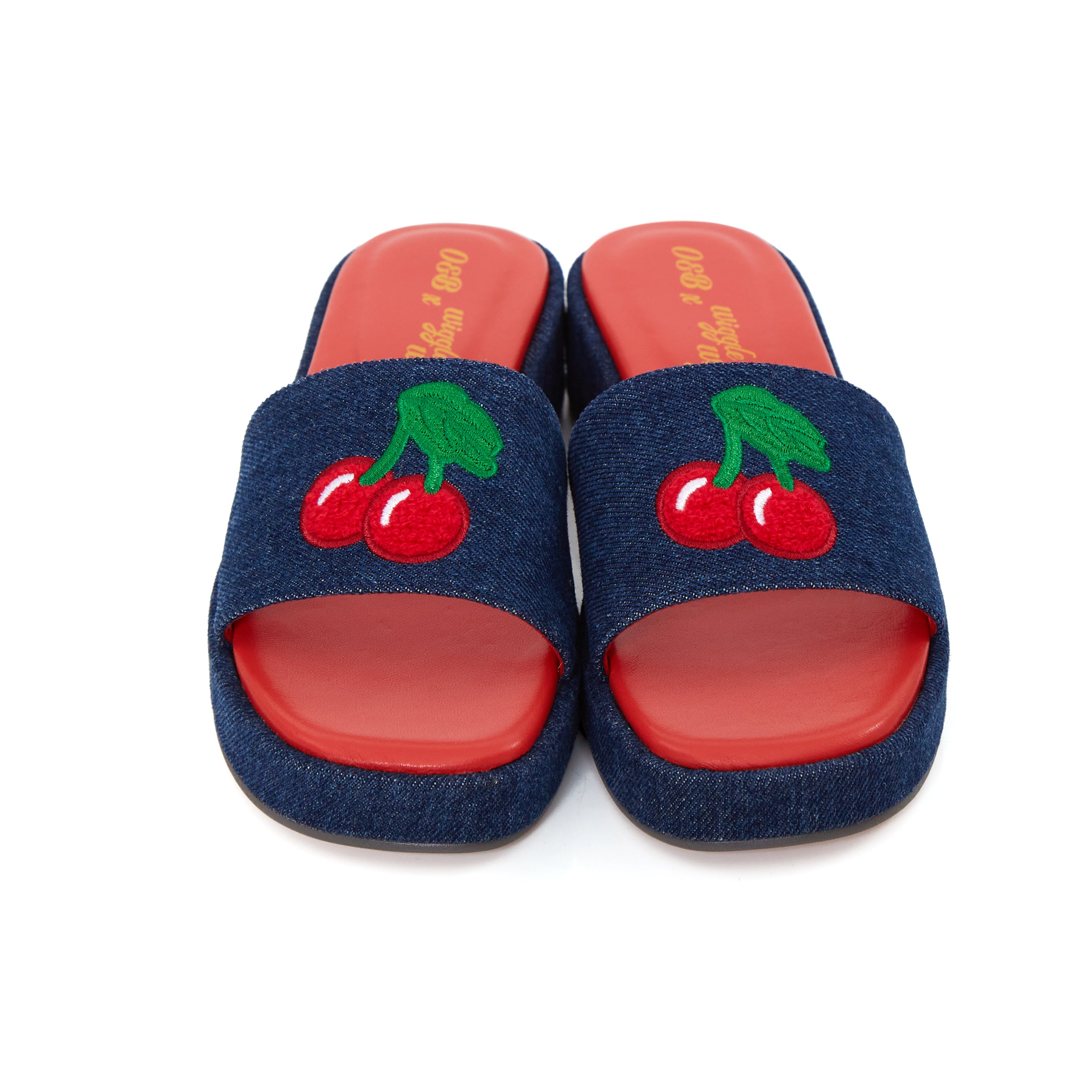 Joyful Platform Sandals In Cherry Denim