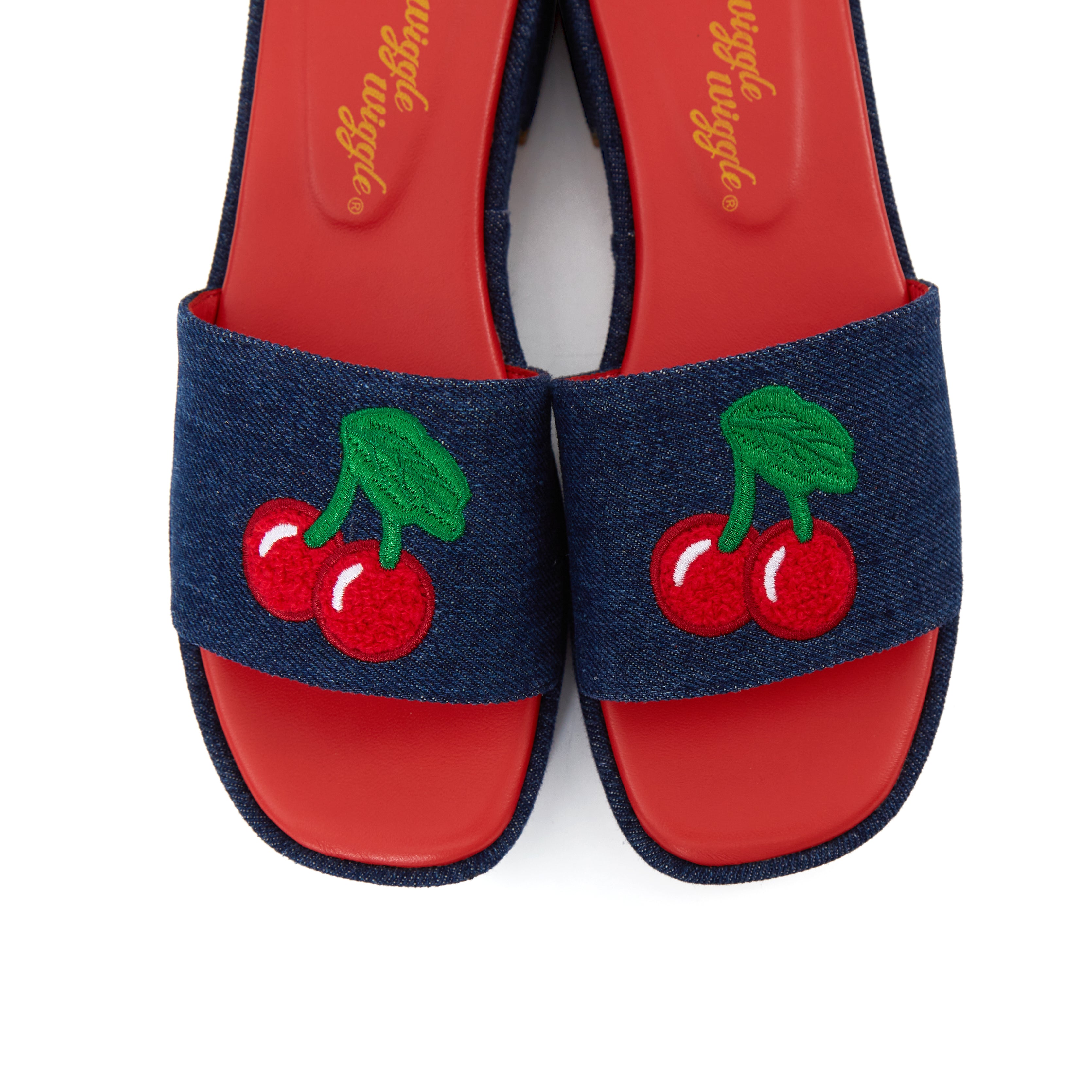 Joyful Platform Sandals In Cherry Denim