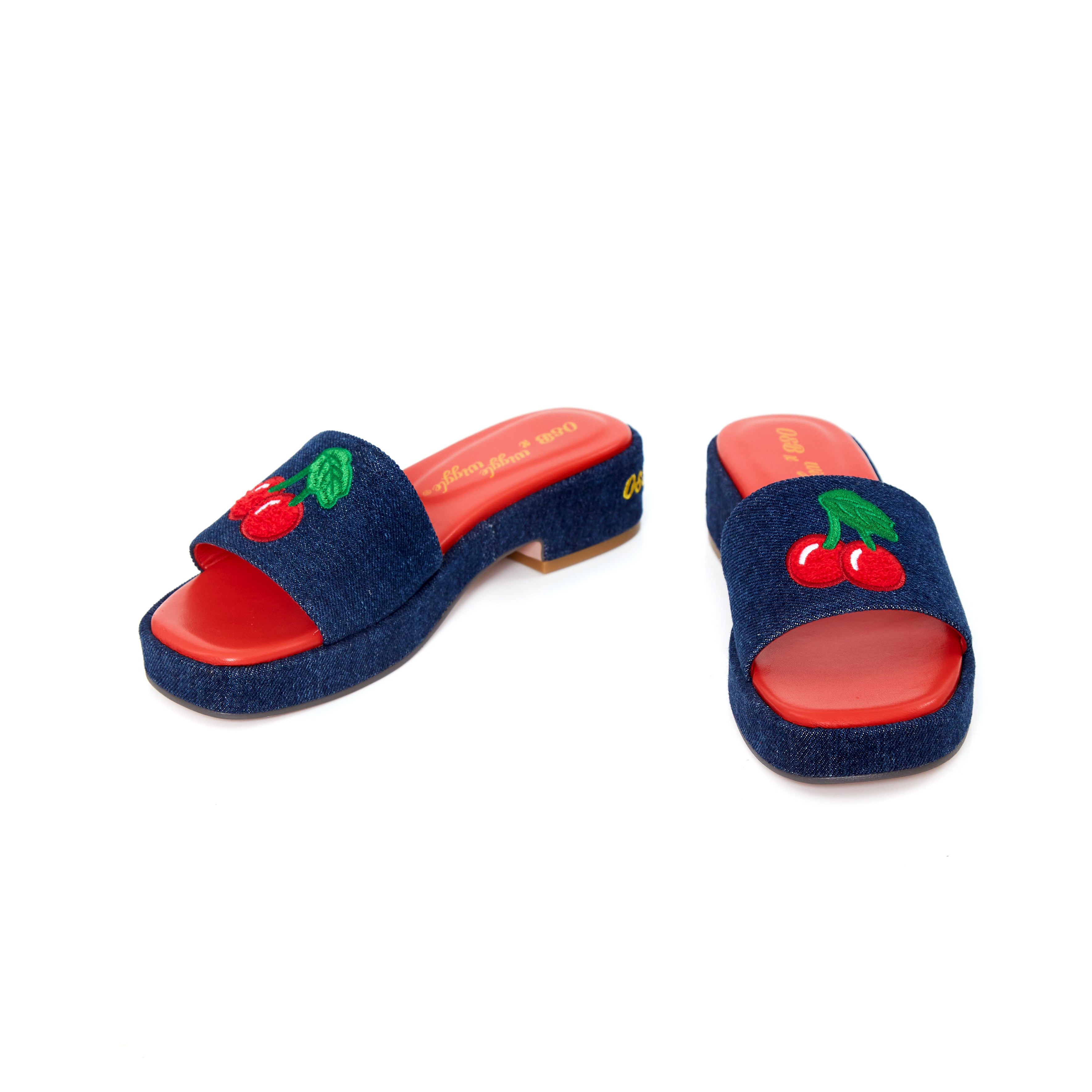 Joyful Platform Sandals In Cherry Denim