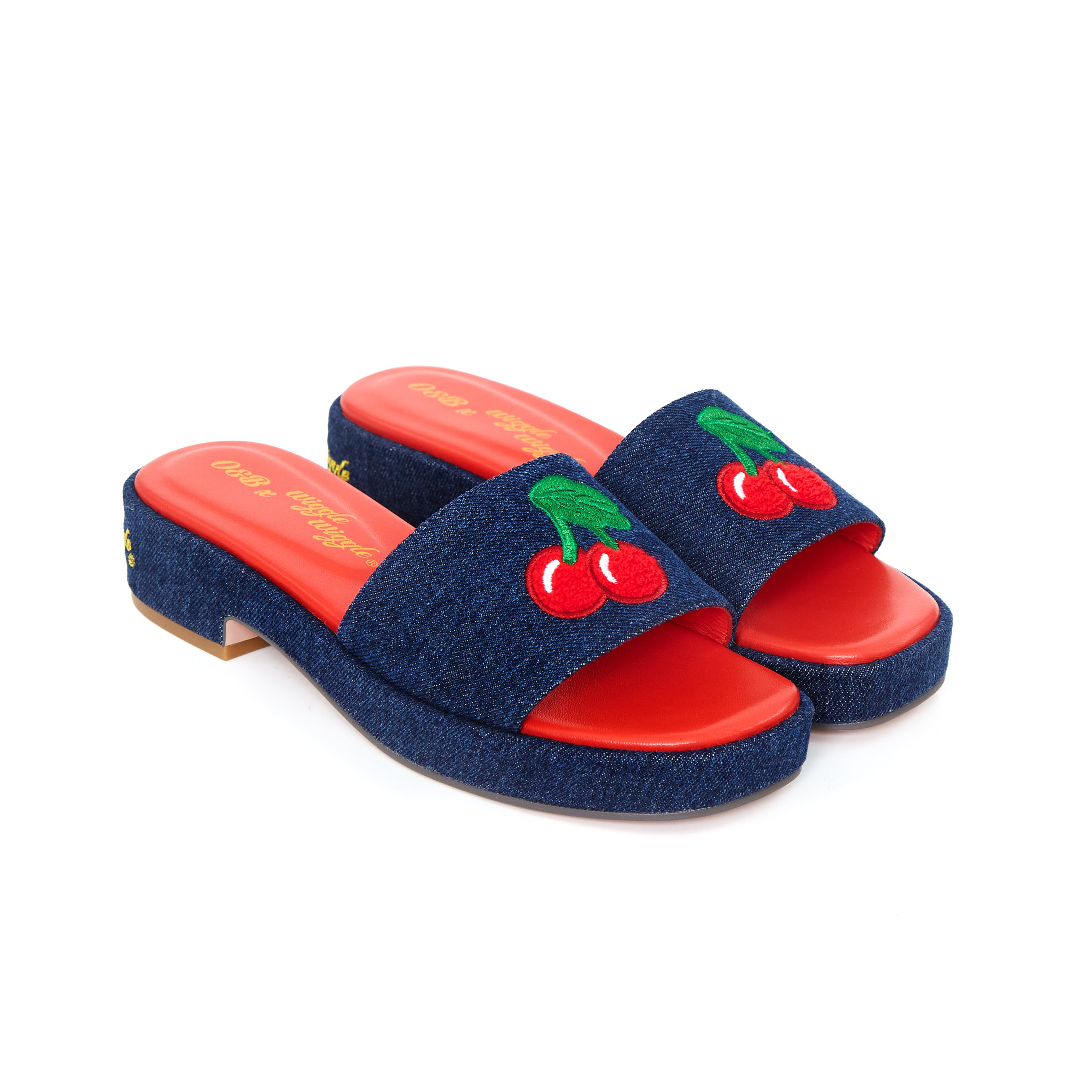 Joyful Platform Sandals In Cherry Denim