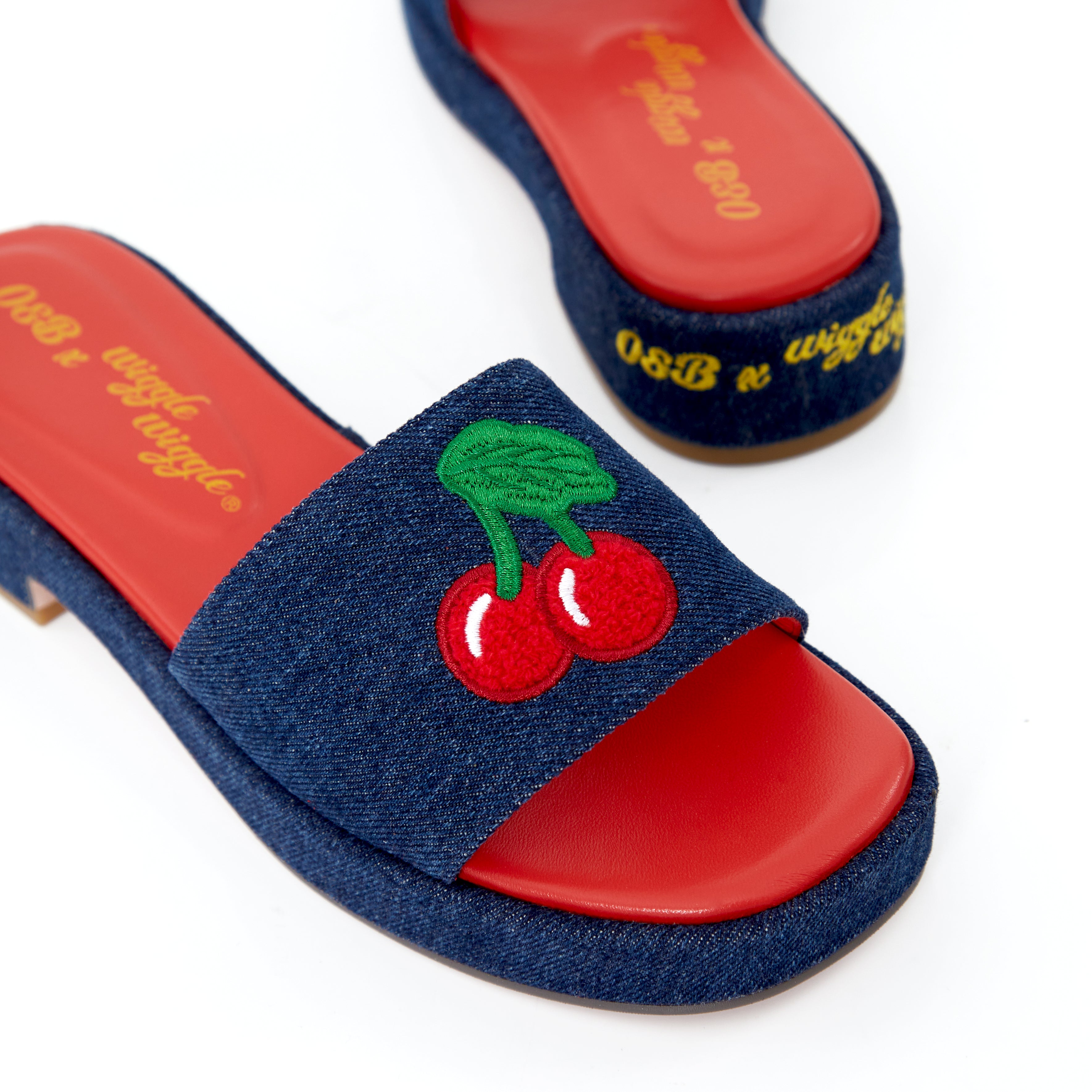 Joyful Platform Sandals In Cherry Denim