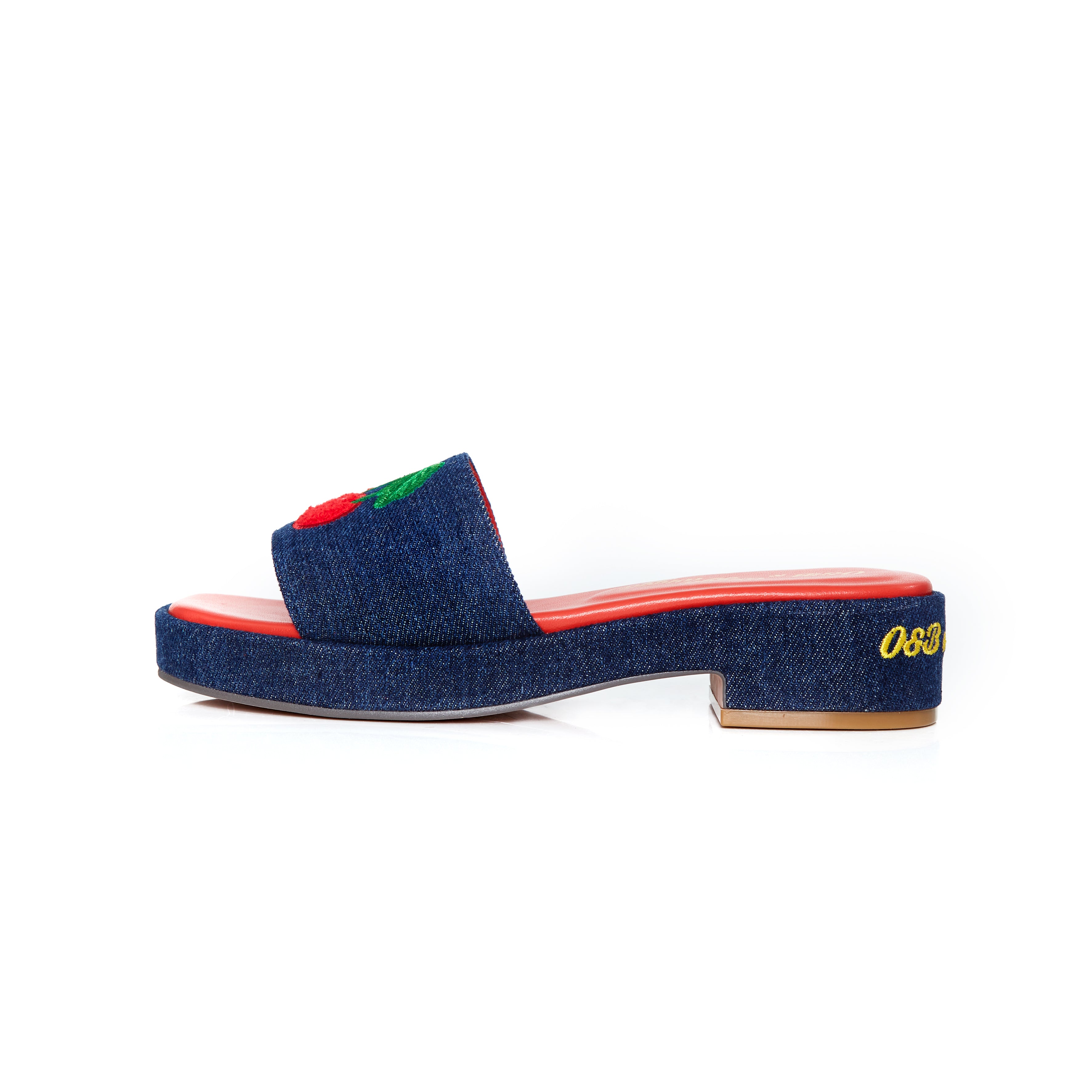 Joyful Platform Sandals In Cherry Denim