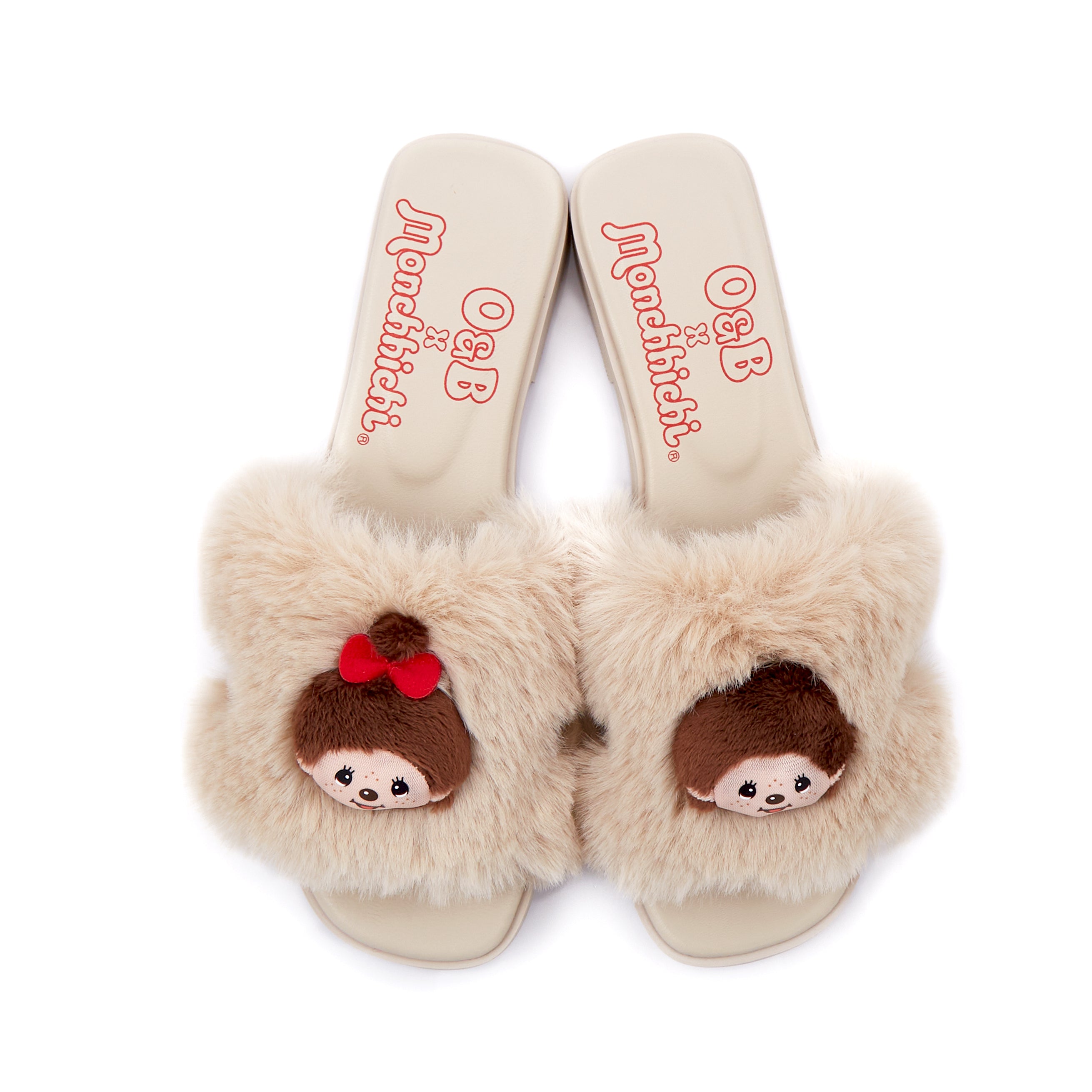 Monchhichi Fluffy Sandals in Cutie Cream