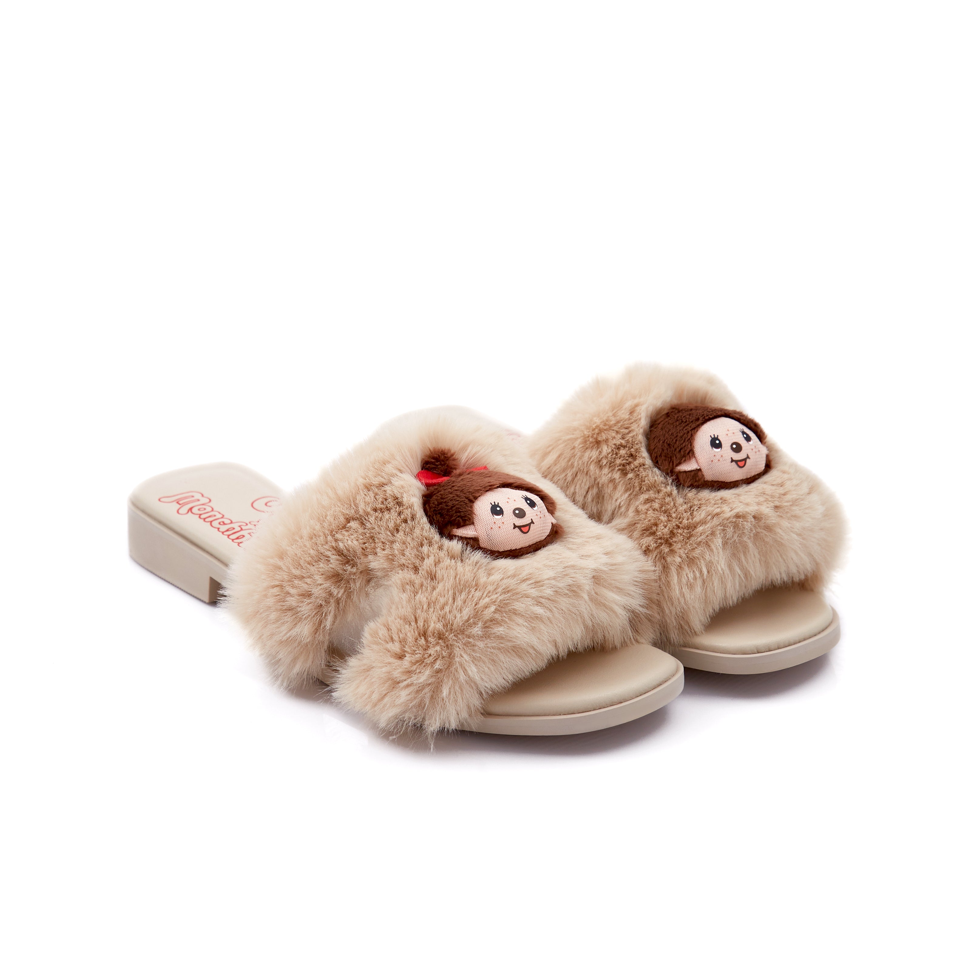 Monchhichi Fluffy Sandals in Cutie Cream