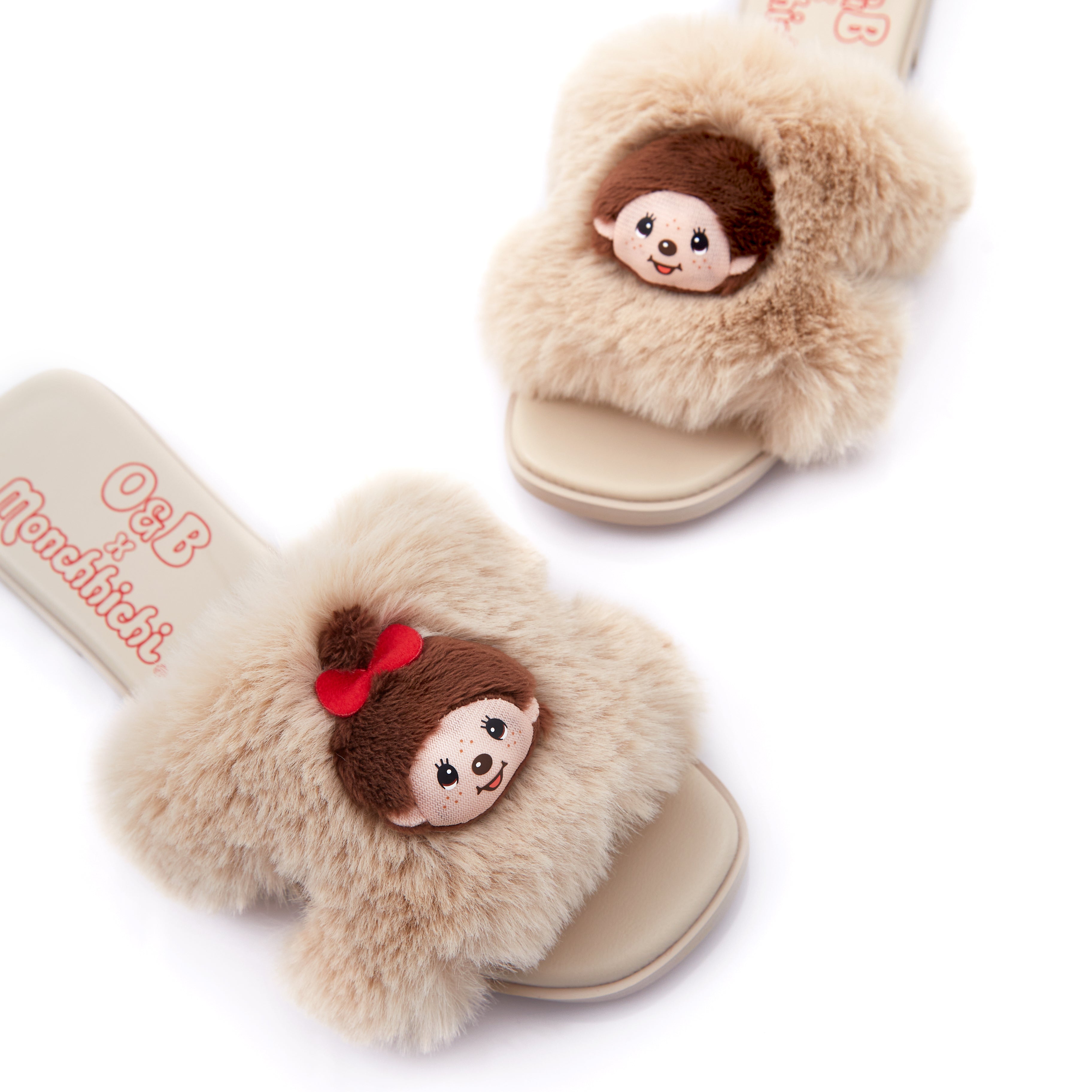 Monchhichi Fluffy Sandals in Cutie Cream
