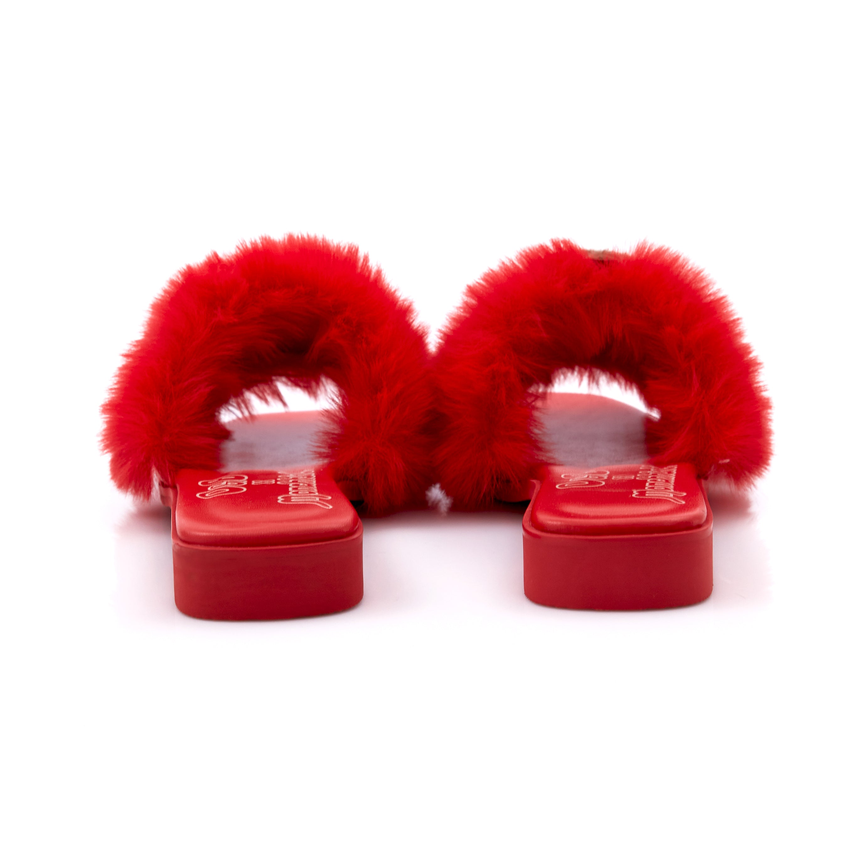 Monchhichi Fluffy Sandals in Mon Red