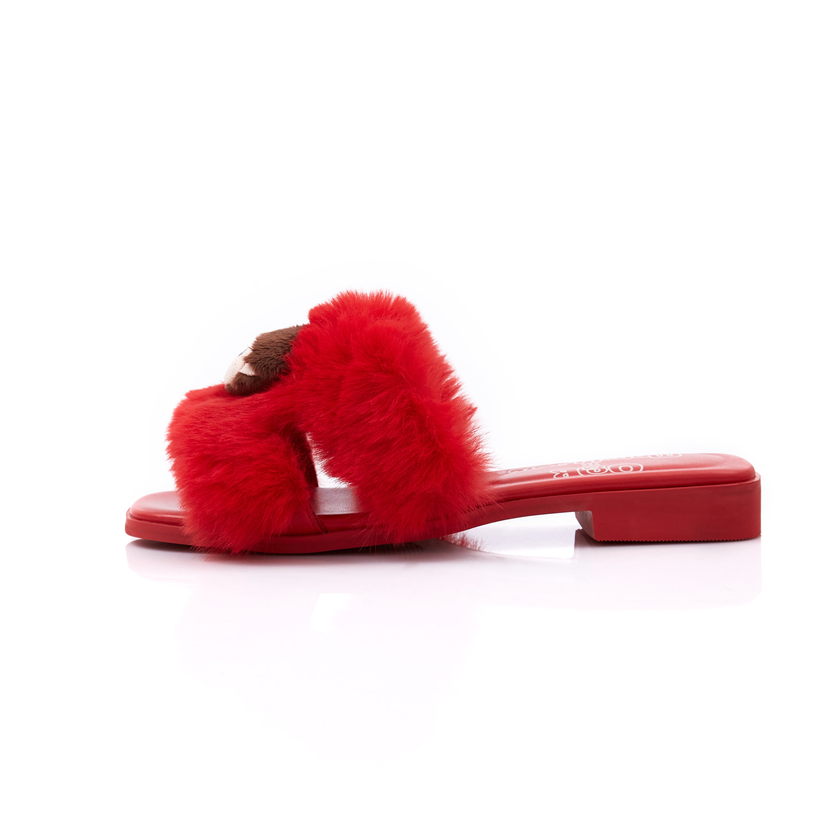 Monchhichi Fluffy Sandals in Mon Red
