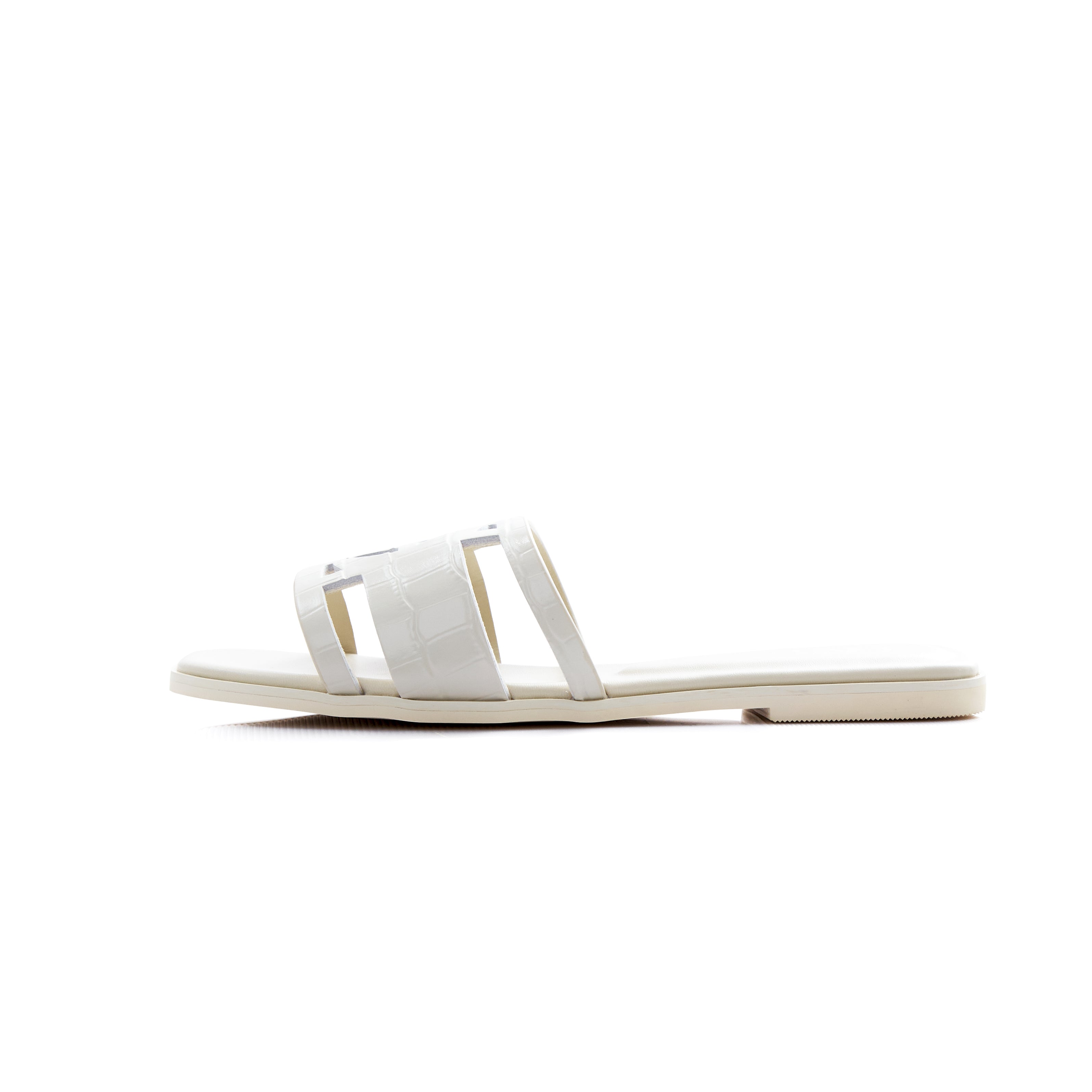 O&B Croco Sandals in Undercover Cream