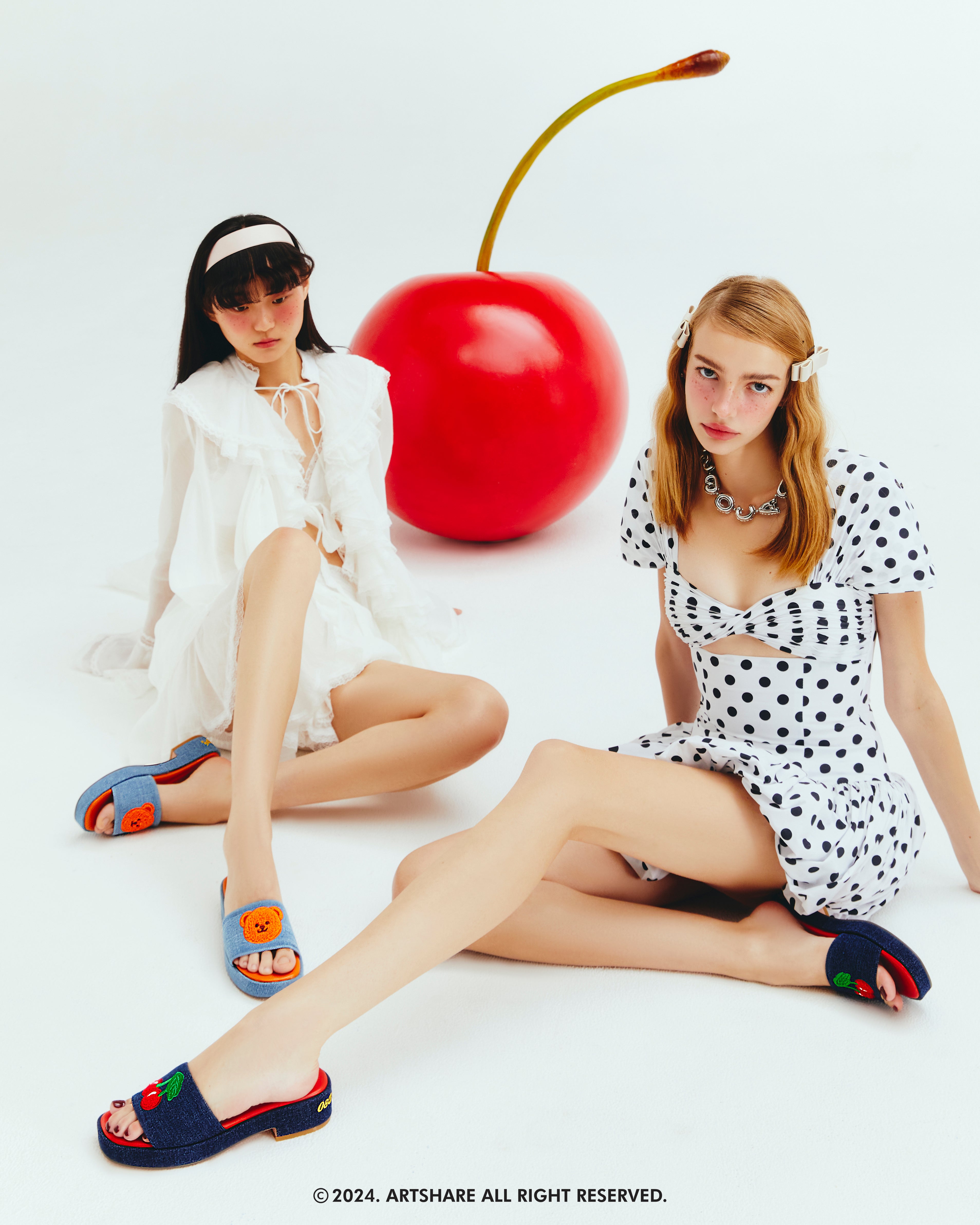 Joyful Platform Sandals In Cherry Denim